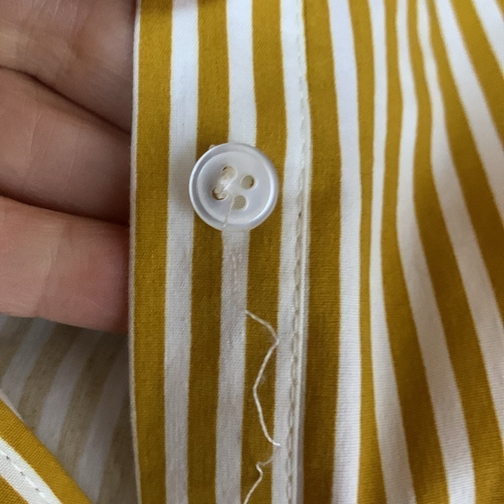 New York & Company khaki Brown Striped Button-Up Top - Picture 10 of 10